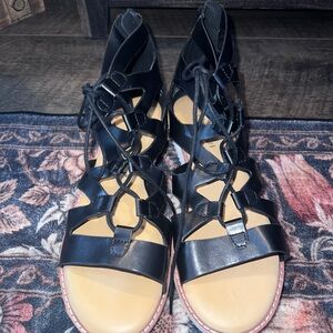 Women's Madden Girl Black Lace-Up Gladiator Sandals